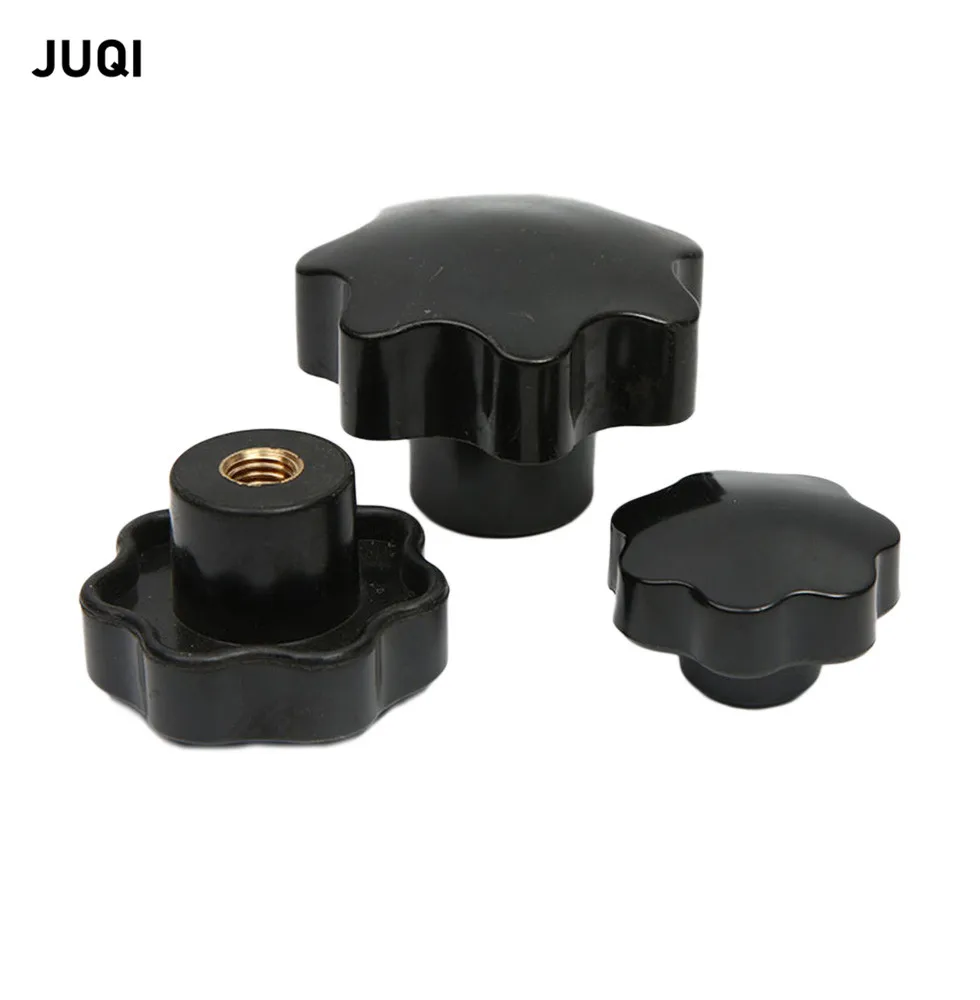 M5 M6 M8 M10 M12 five star manual screw nut Torx bakelite adjusting knob handle brass core nut black cabinet handle 1PCS Furniture Handles Kitchen Door Handles Ball Lever Knob