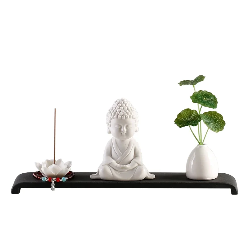 

Qf White Porcelain Buddha Buddha Ornament Tea Ornaments Line Incense Burner Home Living Room Desktop