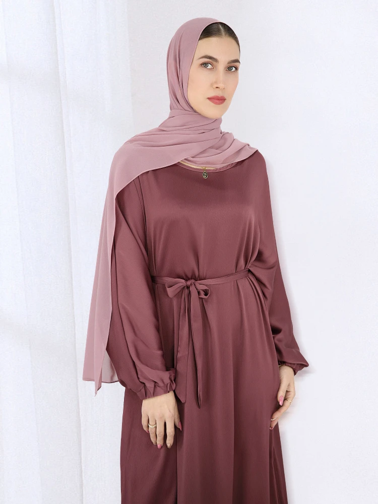 

Satin Abaya Dubai Turkey Muslim Hijab Dress Under Basic Closed Plain Abayas for Women Islamic Casual Ramadan Eid Kaftan Robe