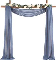 Elegant Dark Green Chiffon Wedding Arch Draping Fabric for Ceremony Reception Backdrop and Party Decor (Dusty Blue)