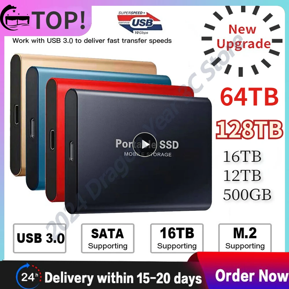 

Portable SSD 16TB High-speed Mobile Solid State Drive 500GB External Storage Decives Type-C USB 3.1 Interface For Laptop/PC/ Mac