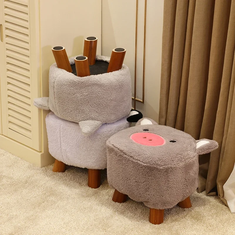 Little Pig Step Stools Small Real Wood Cartoon Bedroom Furniture Lovely Wood Chair Tabouret Pliant Bench Children Footstool