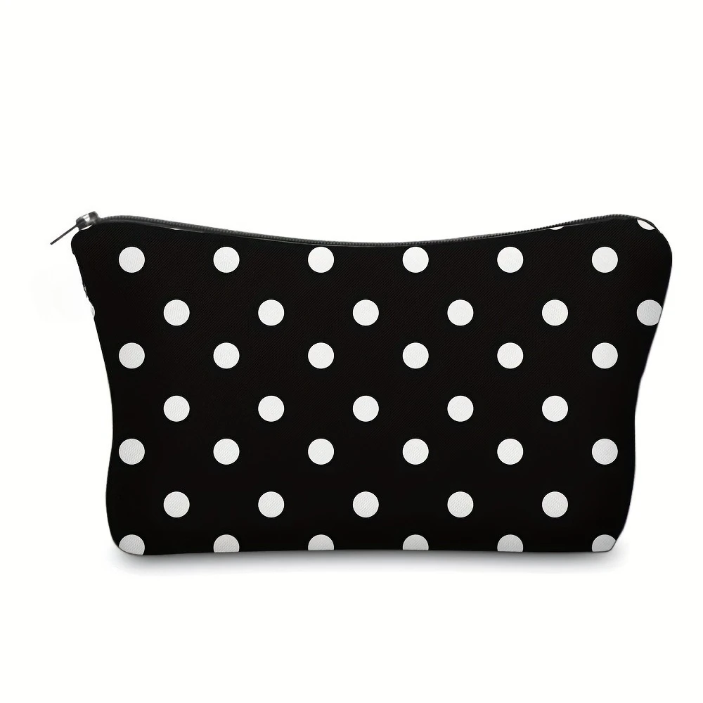 Chique make-uptasje van polyester met stippen, schattig en modieus, met ritssluiting, draagbaar reis-organizer, ideaal als toilettas._voghion.com