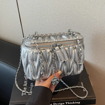 Borsa a tracolla trapuntata moda bolsa feminina argento Trend Mini piccola scatola per rossetto borsa con cerniera borsa a tracolla a catena