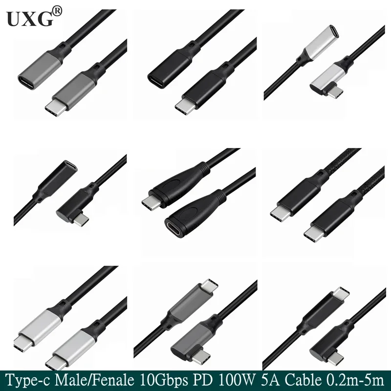

100 Вт PD 5A usb 3.1 Type-C «штырь-гнездо», удлинитель, шнур 2 10 Гбит/с для Mac VR Nintendo Switch Laptop 1m5m