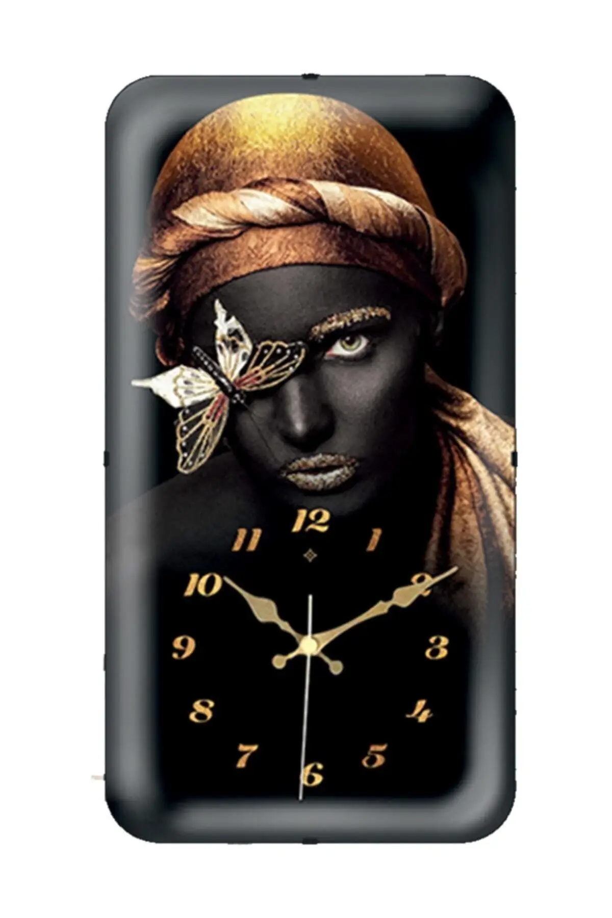 

Wall Clock Curved Glass 25 * 47 Cm Brunette Woman With Butterfly Home Gifts Decorative Products Furniture Office Home Products