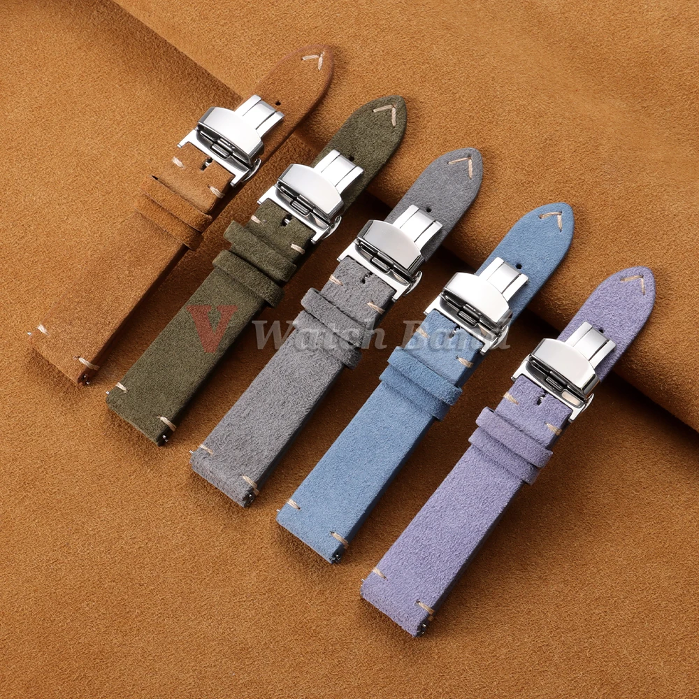 Luxurious Genuine Cowhide Suede Quick Release Watch Strap Bracelet