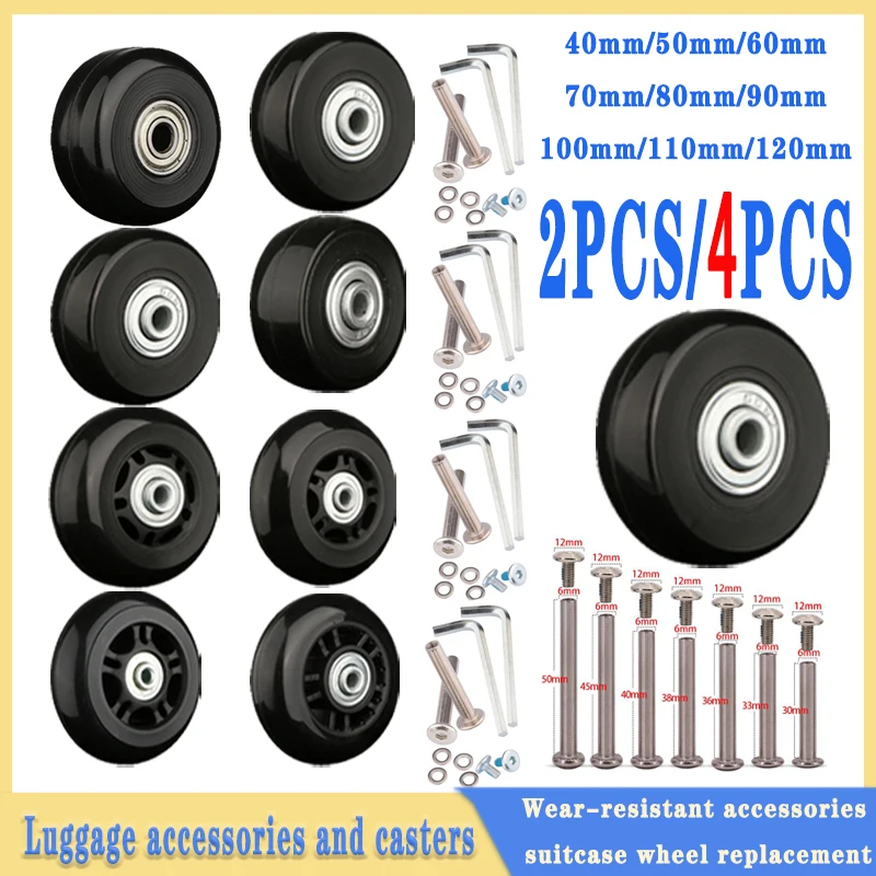Suitcase Screw Replacement Wheels for Travel Suitcase Wheel Axle Repair Kit 40/45/50/60/70/80/90/100/110/120mm Silent Casters