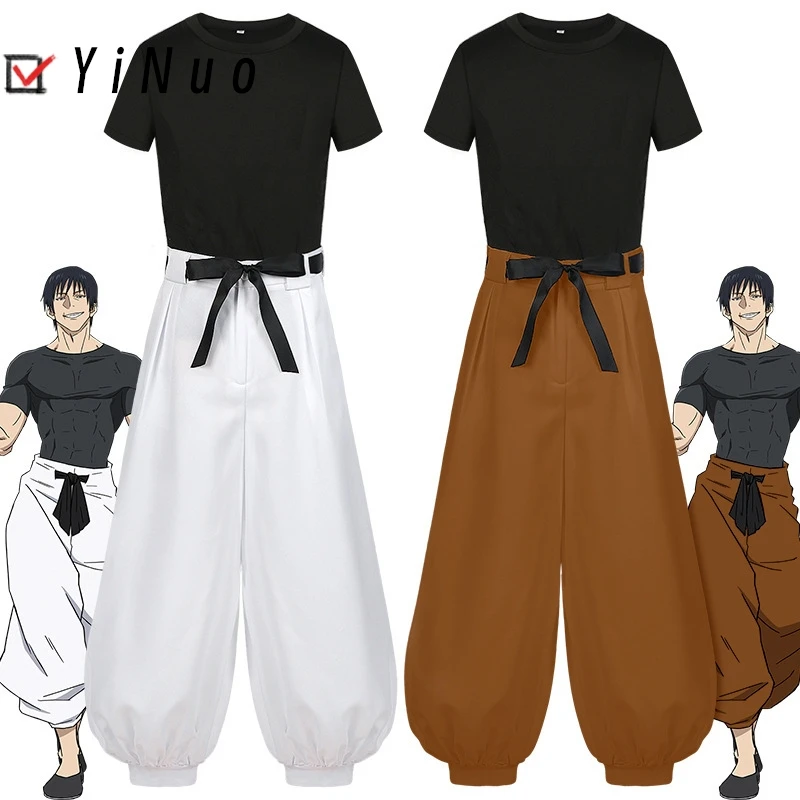 

Anime Jujutsu Kaisen Fushiguro Toji Cosplay Costume Adult Unisex Short Sleeve Top Pants Suit Halloween Uniform Party