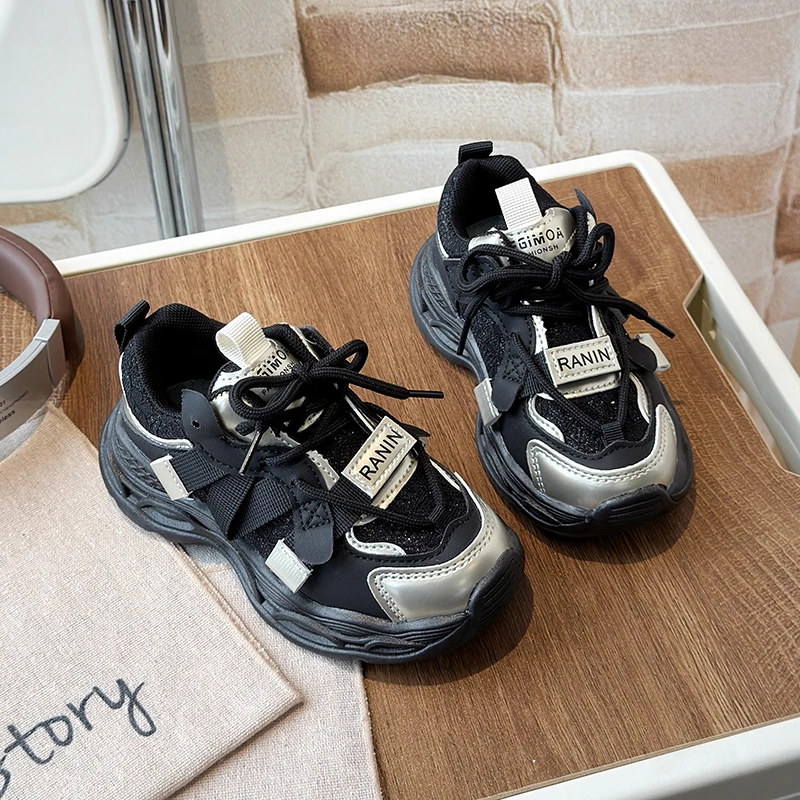 Hot Selling Children Sports Shoes Girls Embroidery Anti Slip Wear-resistant Sneakers Outdoor Walking Comfort Flat Shoes I01159 4
