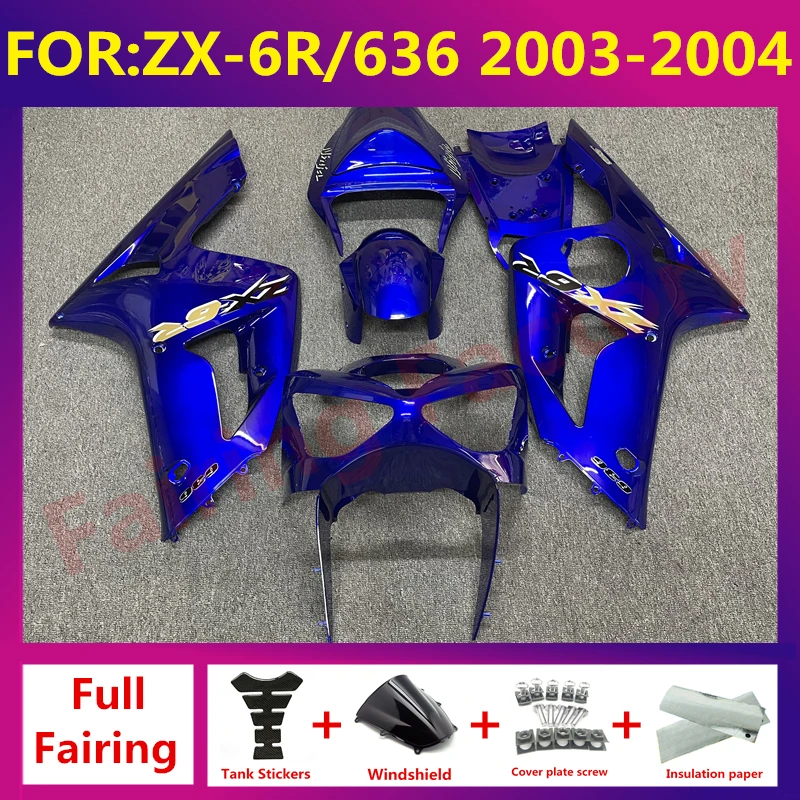 

New ABS Motorcycle Fairing kit Fit For kawasaki ZX6R 636 ZX-6R zx-6 2003 2004 03 04 full fairings kits bodywork zxmt set blue