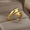 925 Sterling Silver Smooth Water Drop Rings For Woman 18K Gold Open Ring Wedding Couple Rings Aesthetic Jewelry Gift 1