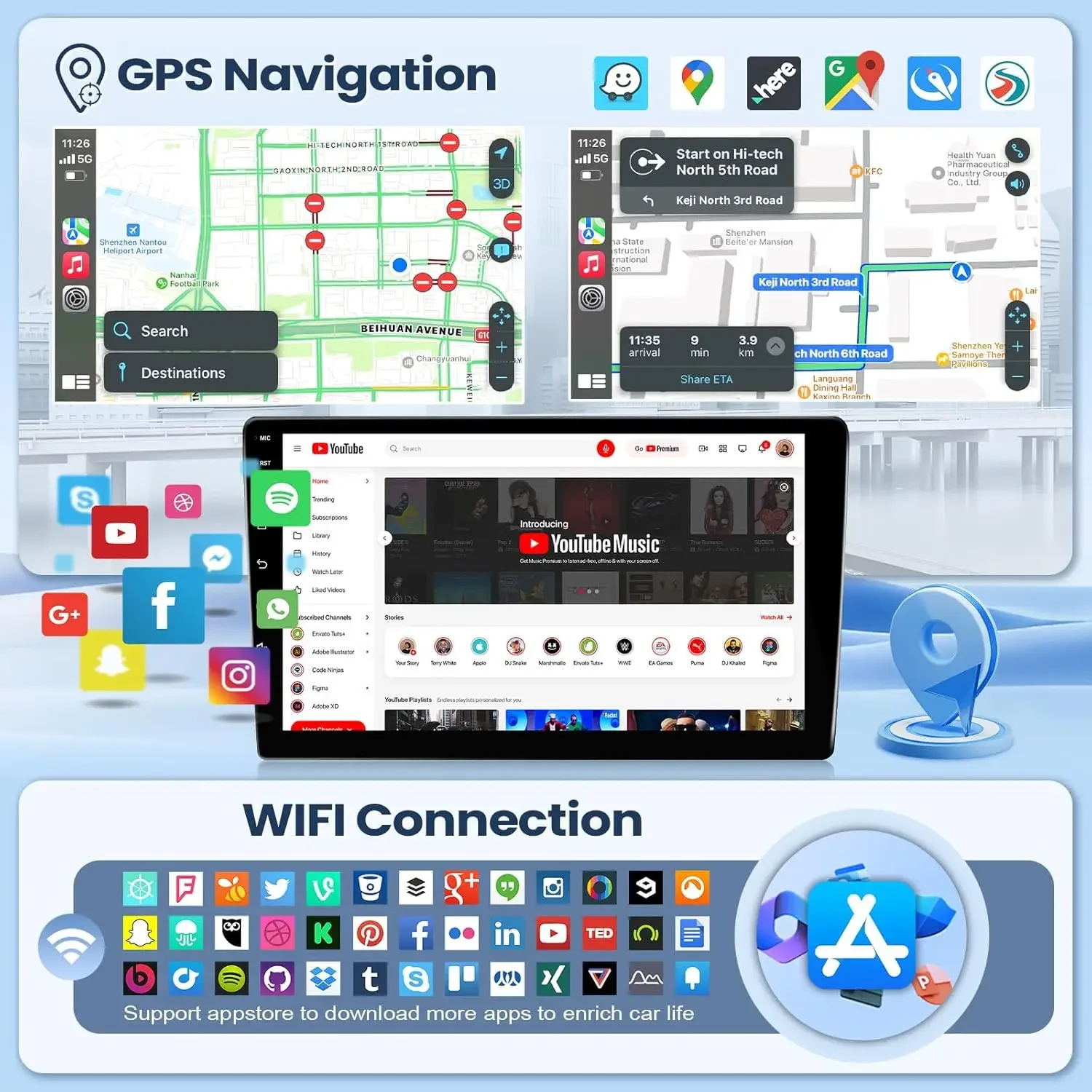 Car Stereo Radio CarPlay GPS Navigation Player Compatible For Ford Transit Custom 2013-2019 9.7Inch Android 13