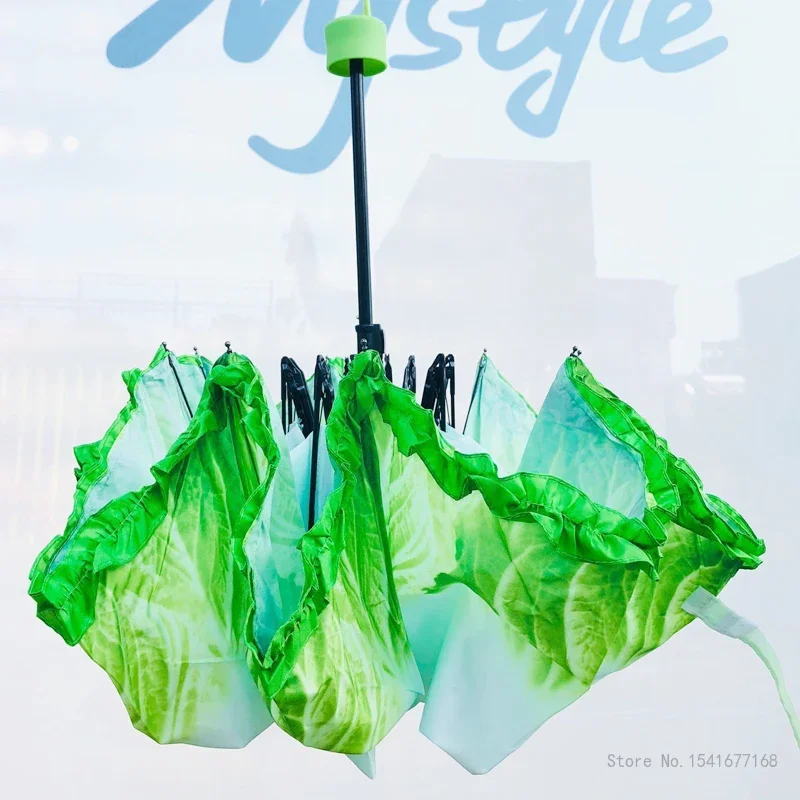 Japanese Anti-Ultraviolet Folding Umbrella, Purple Vegetable Umbrella, Fruit, Airplane Shape, Manual, Creative, 1Pc