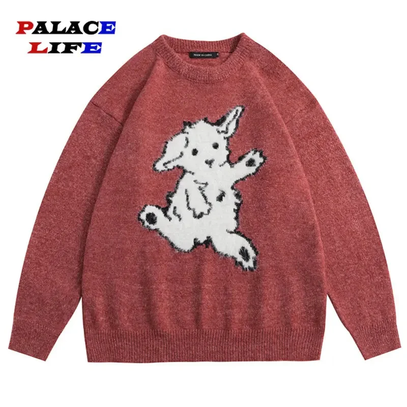 

Animal Sweater for Men Cartoon Rabbit Fashion Casual Loose Knit Harajuku Couples Street Pullover Oversized Jumpers Hombre Unisex