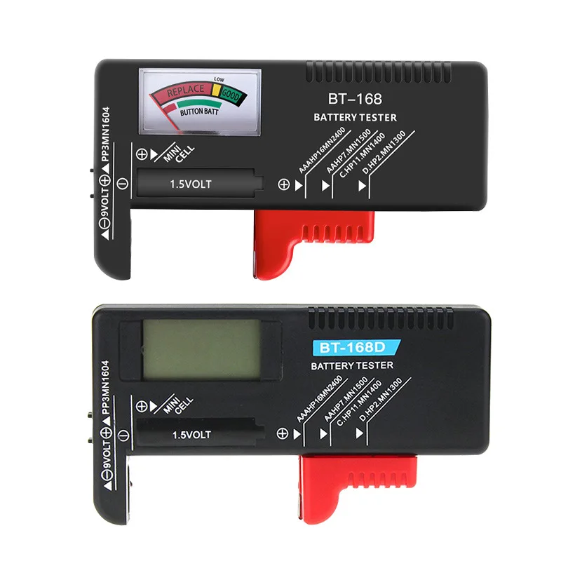 BT168D Digital Battery Tester Volt Checker for AA AAA 9V Button Multiple Size Battery Tester Voltage Meter Tools BT168 BT 168D