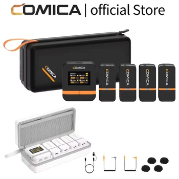 COMICA Vimo Q Microfono Wireless Mini a Quattro Canali con Custodia di Ricarica per Fotocamera, Smartphone e PC