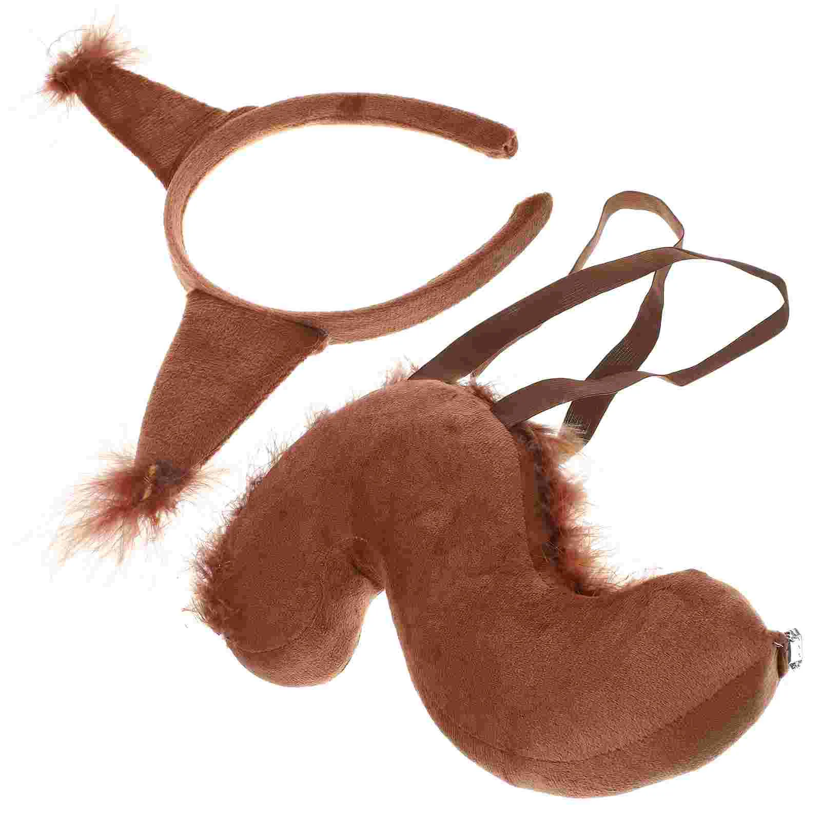 Headband Squirrel Tail Cosplay Costume Aldult Ear Headdress Coffee for Children