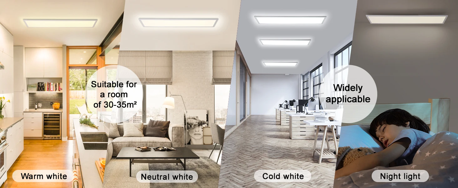 2PCS 30 W LED Ceiling Lights, 100×25 cm Flat Panels, 3300LM Dimmable, 3000–6500K Sab398e8083c940febf1d7913d8063794F