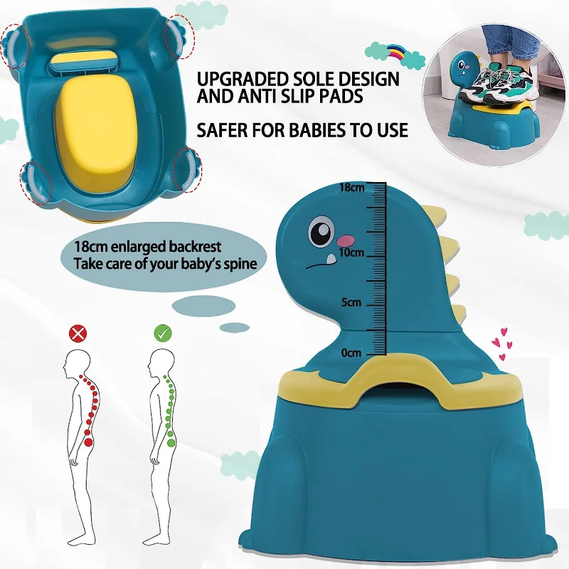 Kids Portable Potty Training Toilet, Cartoon Potty Training Seat, Toddler Potty Chair for Baby Boys and Girls, Non-Slip, PP 3