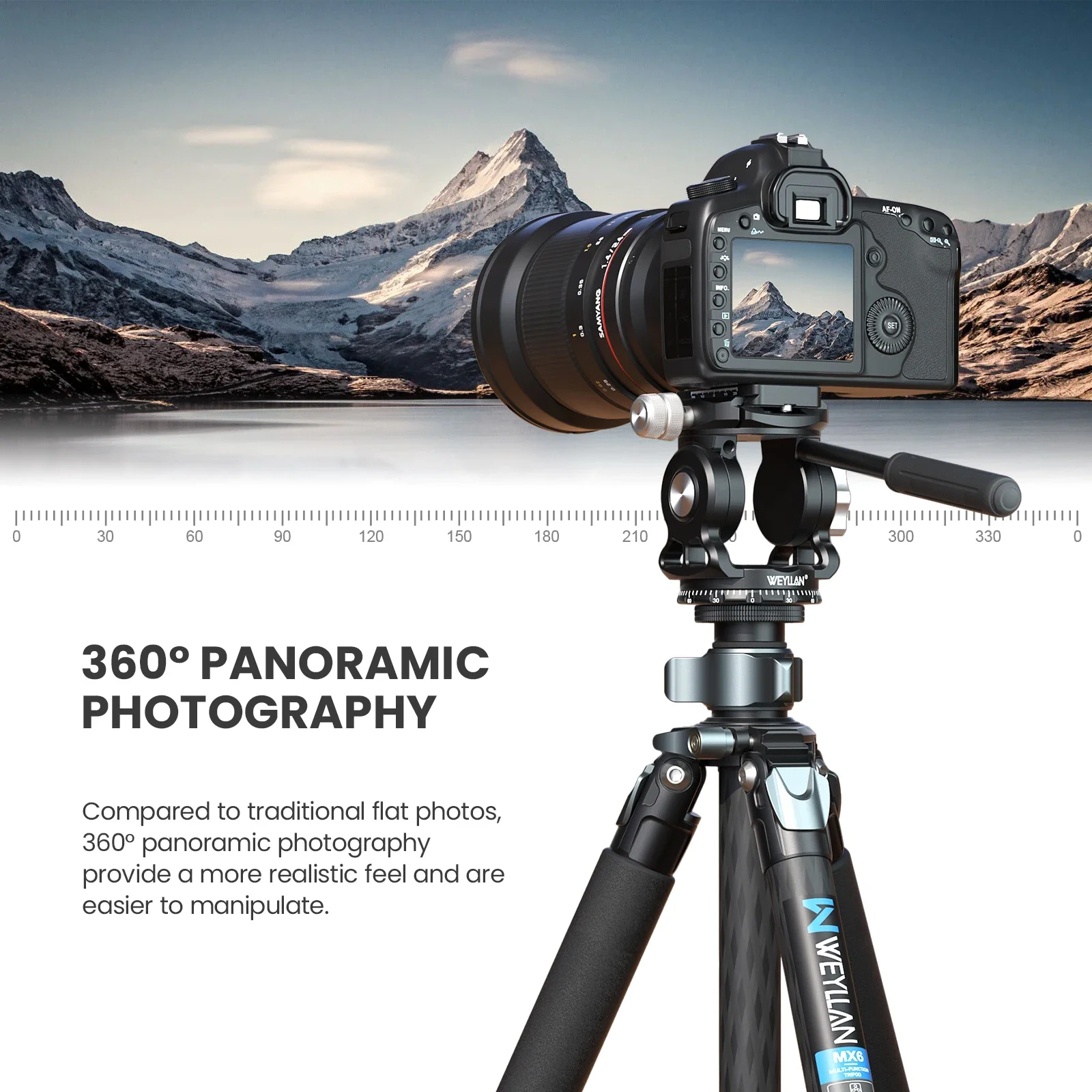 Camera Panoramic Fluid Head VH7 with Arca Swiss Quick Release Plate for DSLR WEYLLAN