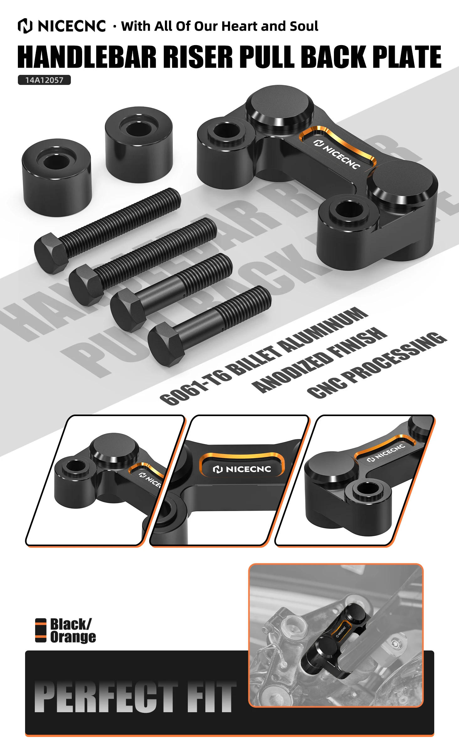 Für Harley Road King FLHR Custom FLHRS 2000-2022 Lenker Riser Pull Back Plate Road Glide Ultra FLTRU 2011-2020 FLTRX 15-2024 – Detail 2
