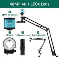 4K Microscope For Electronics 48MP Digital Microscope Camera Optional 1-150x Lens LED Light Foldable Bracket Phone Pcb Soldering 1