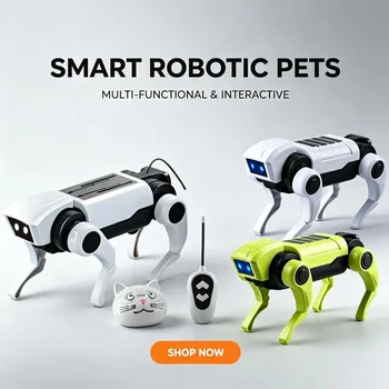 Giocattolo Cane Meccanico RC Robot Telecomandato per Bambini, Giocattolo Educativo Elettrico per l'Insegnamento della Scienza, Regalo per Bambini