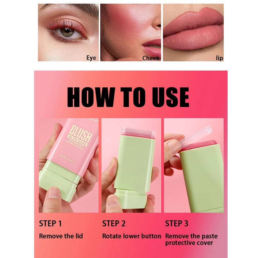 Blush Stick Multi Functional Blush Stick Waterproof Long Lasting Easy Color Delicate Moisture