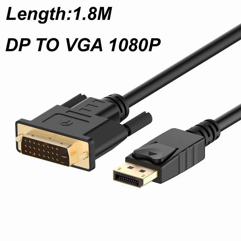 

1080P 1.8M DisplayPort Display Port DP to VGA Adapter Cable Male to Male Converter For PC Computer Laptop HDTV Monitor Projector