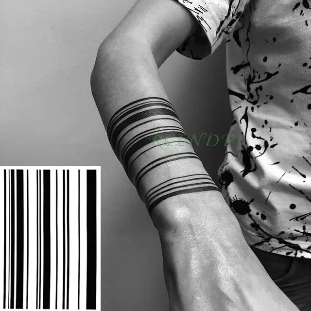 Waterdichte Tijdelijke Tattoo Sticker Streep Streepjescode Lijn Nep Tatto Flash Tatoo Totem Rug Been Buik Arm Voor Mannen Vrouwen