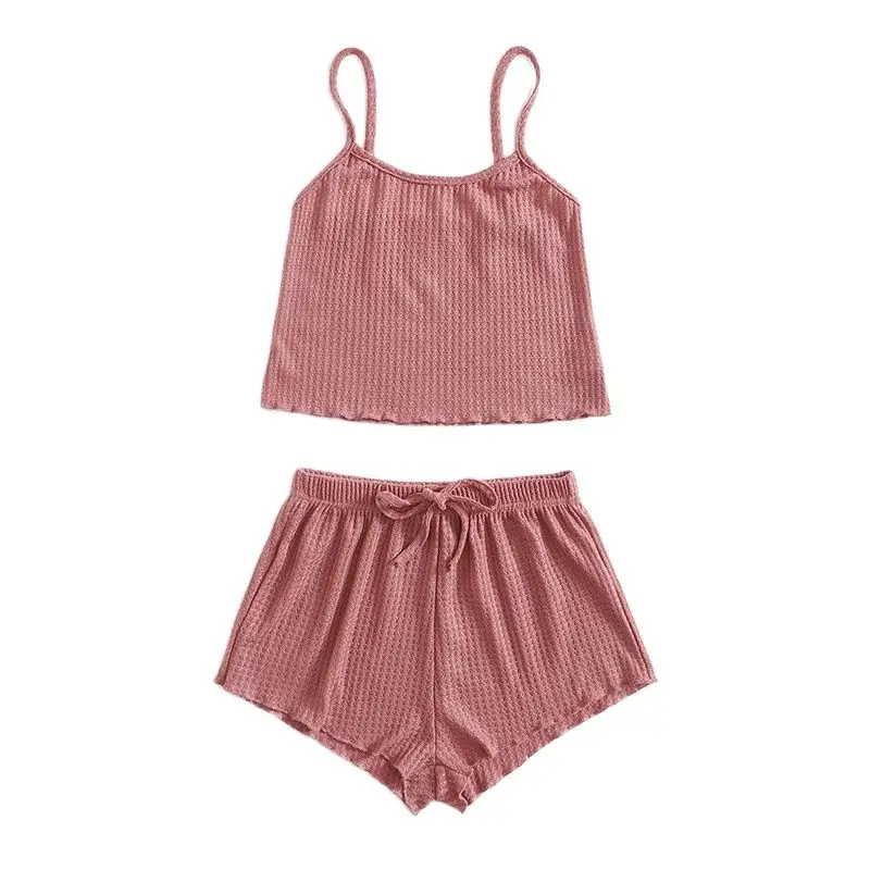

Summer Pajamas Set For Women Soft Comfortable Short Sleeve T-Shirts & Shorts Loose Home Wear Strap Underwear