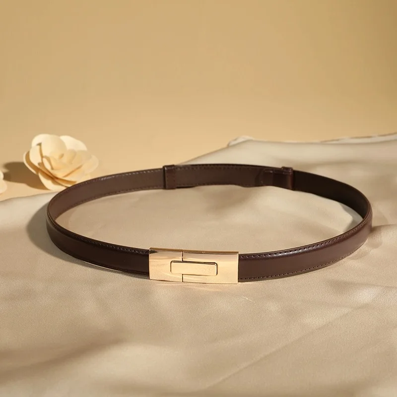 Neue Dünne Gürtel frauen Casual Zubehör Luxus Design Bund Koreanische Korsett Einstellbare Gold Metall Schnalle Mode Gürtel – Detail 15