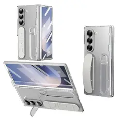 Premium Silicone Grip Phone Case with Stand and Hinge Protection for Fold 8 Wide (Transparent)