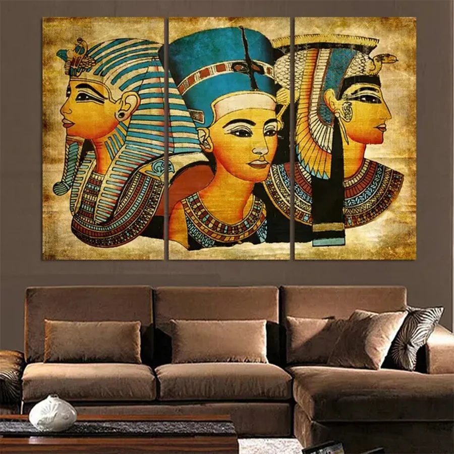 

Алмазная вышивка Фараона, королева Древнего Египта, полная квадратная круглая Алмазная мозаика, художественная живопись, вышивка крестиком, Украшение стен 3 шт.