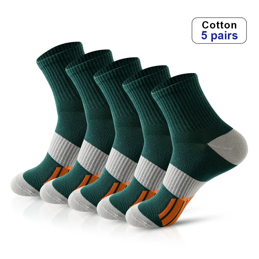 

5 Pairs High-Quality Socks For Men's Mid Length Sports Mesh Breathable And Sweat Absorbing Running Outdoor Mountaineering Cycl