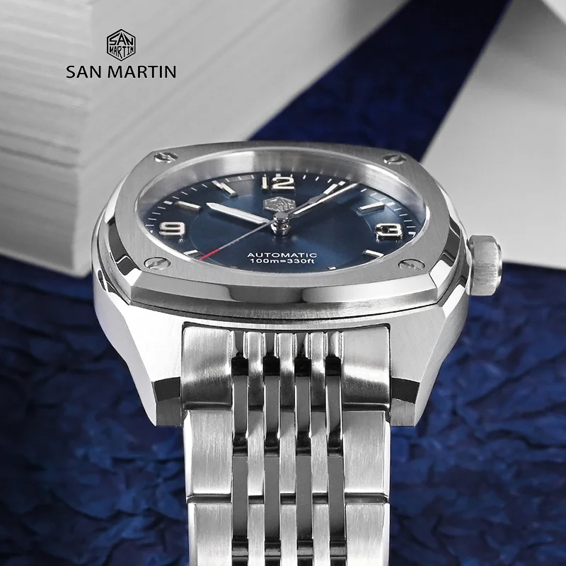 SAN MARTIN Luxury business timepiece bracelet accessories mechanical automatic clock PT5000/SW200 sapphire men watch waterproof