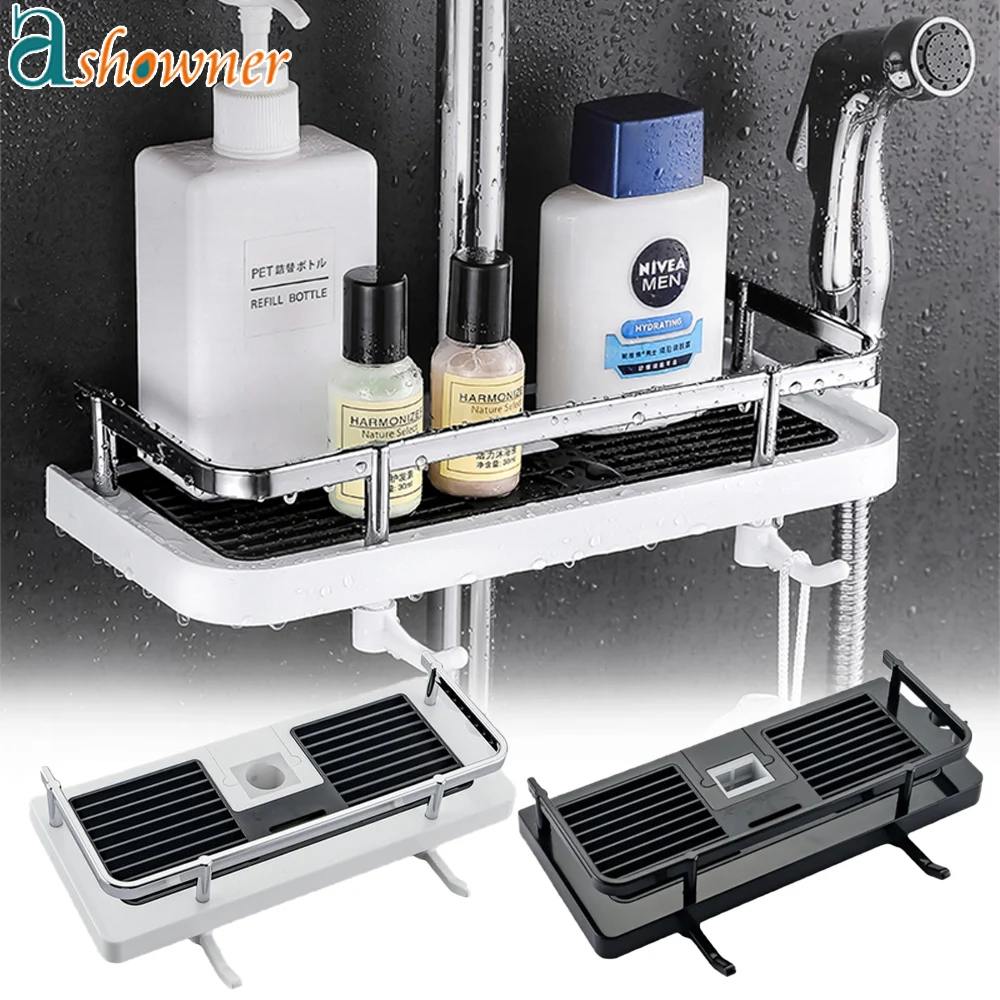 Shower Storage Holder Bathroom Shelf Pole Shelves Shampoo Tray Stand No Drilling Lifting Bathroom Shower Storage Rack Organizer storage rack bathroom shelf bathroom shelf rack bathroom storage rack wall shelf organizer wall shelf