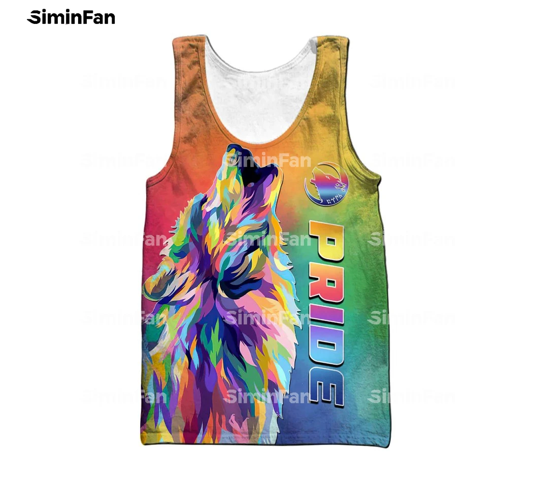 

LGBT Wolf Pride Rainbow 3D Full Printed Tank Top Men Vest Summer Sleeveless Tee Female Shirts Unisex Singlet Casual Undershirt