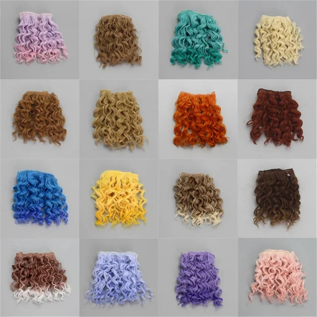 MUZIWIG 15*100cm Tresses Screw Curly Hair Extensions for All Dolls DIY Hair Wigs Heat Resistant Fiber Hair Weft Toy Accessories 5