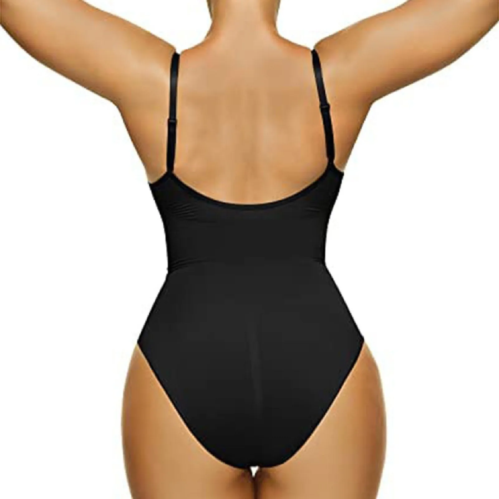 New Women V Neck Spaghetti Strap Bodysuits with Padded Body Suits Open Crotch Shapewear Slimming Body Shaper Smooth Out Bodysuit