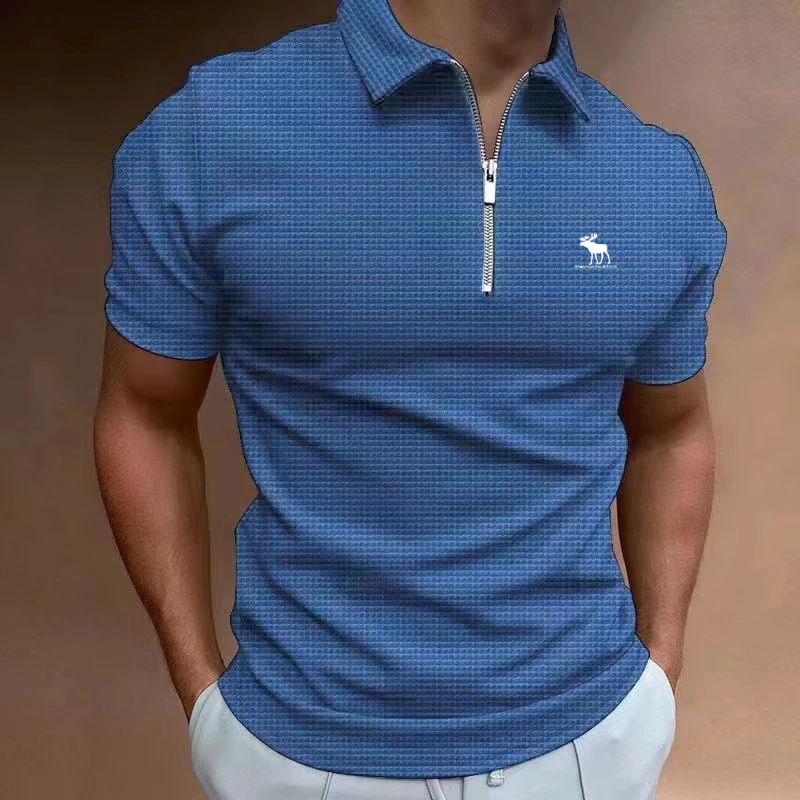 

Men's polo shirt new summer casual polo collar polo shirt fashionable breathable short sleeved fitness jogging sports shirt