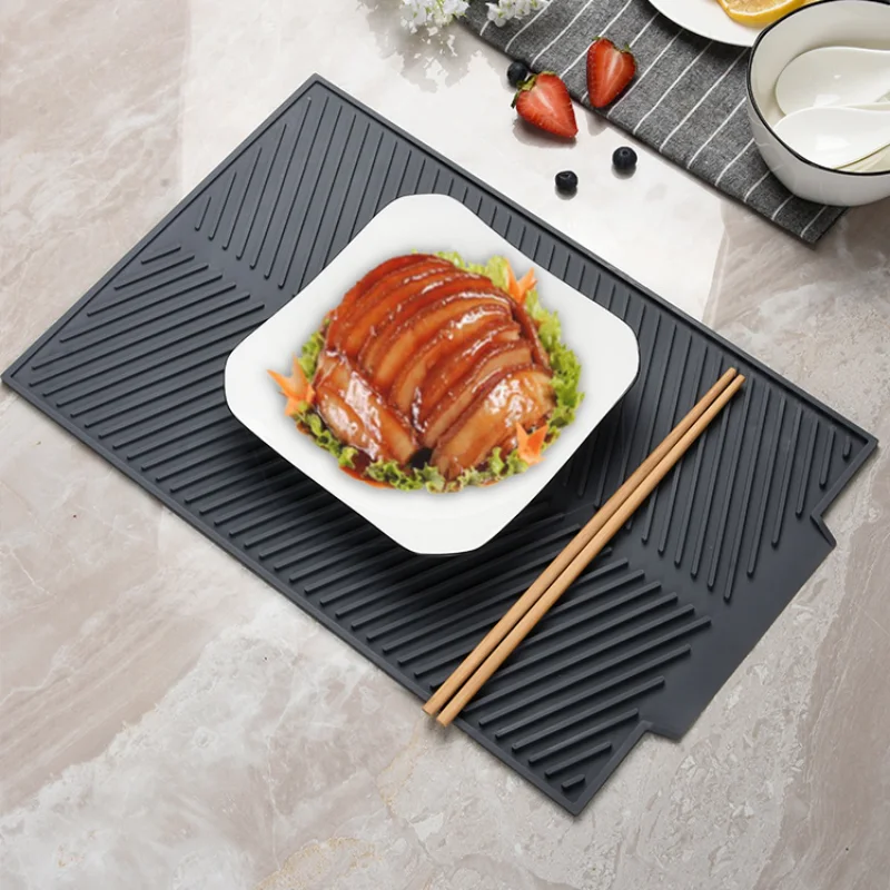 Kitchen Silicone Drain Pad Storage Dish Cup Drying Mat Drainer Tray Non-slip Pans for Tableware Anti-scald Potholder Placemat 3