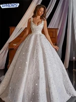 Charming Spaghetti Strap Wedding Dress 2024 Elegant Beaded Ball Gown Classic Sleeveless Floor Length Bridal Gown Vestidos De Nov 1