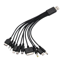 Universal USB to Multi-Device Charger Cable - 10-in-1 Charging Solution (Black)