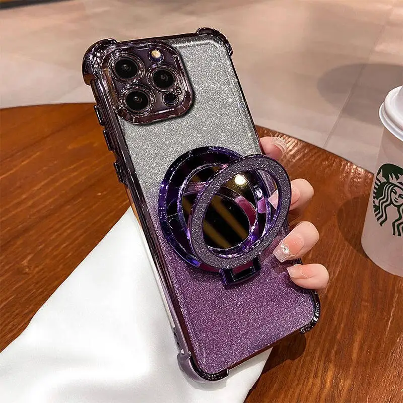 Glitter Magnetic Mirror Holder Phone Case