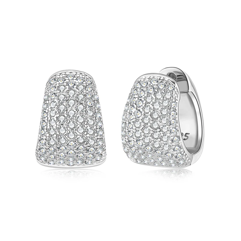 [韓国の人気ジュエリー] 925 silver. Olive earring (silver) Anziw 925 silver full diamond CZ hoop pavé earrings light