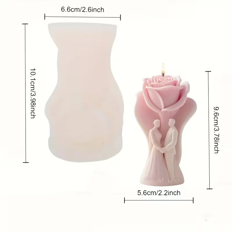 Rose Couple Candle Molds DIY Love Scented Soaps and Decorations Plaster Epoxy Resin Suitable for Weddings and Valentine's Day