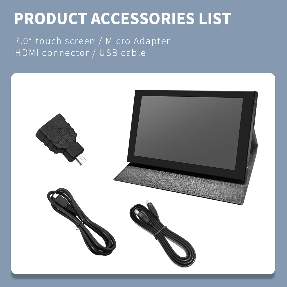 Quadro de Ferro Monitor Touch Panel Screen Display Raspberry pi Capacitância 1024×600 Tipo-c Jrp7813