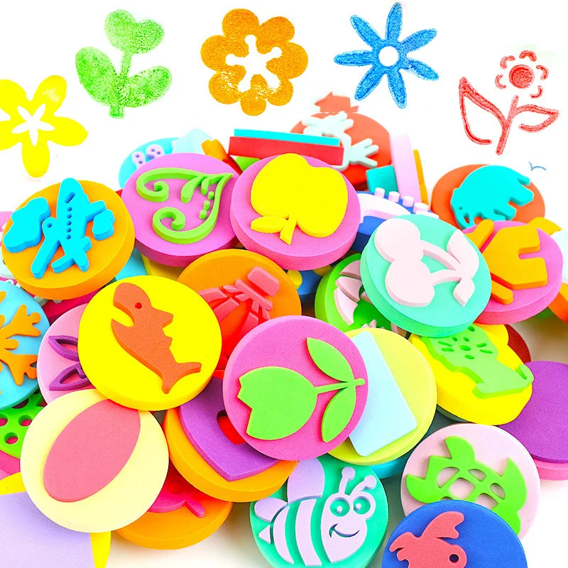 60Pcs Letter Sponge Stamps Paint Sponge Kit Assorted Colorful Alphabet Number Small Mixed Shaped Drawing Foam Craft Stamp For Diy